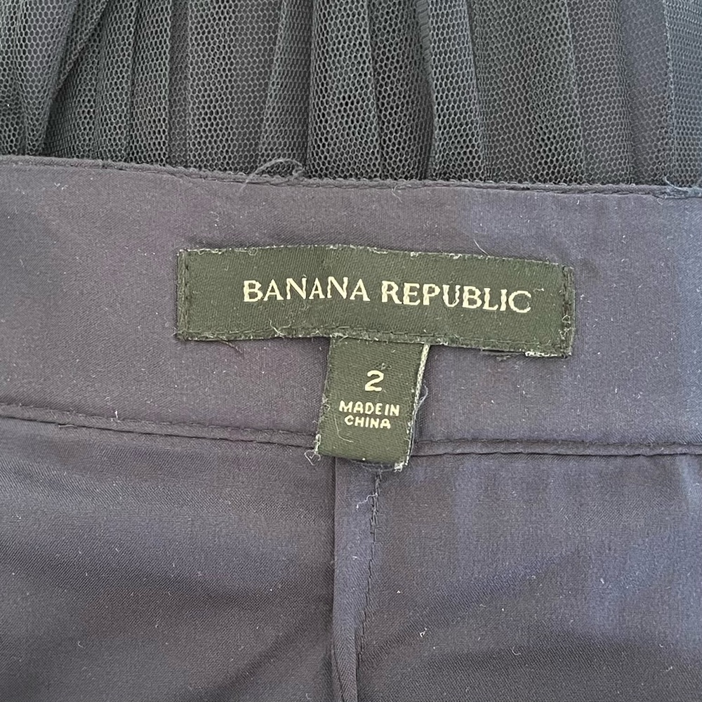 Banana Republic Navy Pleated Tulle A-Line Skirt Size 2 - Picture 3 of 12